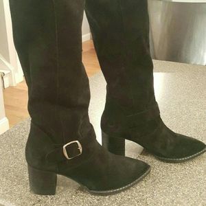 Free People Black Suede Tall Boots Made in Spain